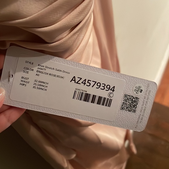 Azazie Eren Stretch Satin Dress, English Rose (A0) - Picture 3 of 6